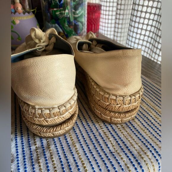 PRADA Espadrille Platform Sneakers in White Leather Sz 37 - Picture 9 of 11